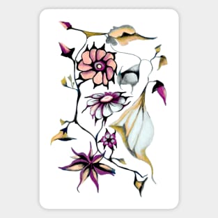 Art Nouveau Watercolor Perennials in Pastel Colors Magnet